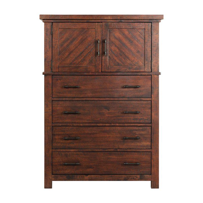 Dex Walnut Brown 5-Drawer Rustic Vertical Chest