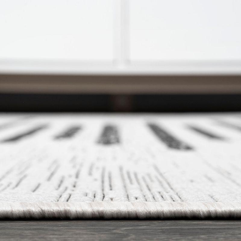 4'x6' Zolak Berber Stripe Geometric Indoor/Outdoor Area Rug, Ivory/Black - JONATHAN Y