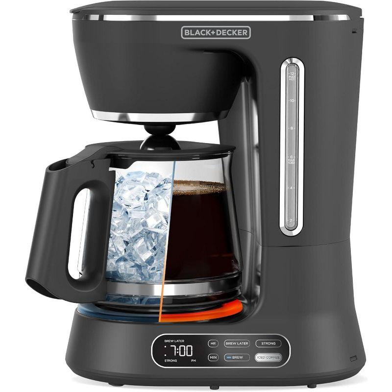 BLACK+DECKER Split Brew 12-Cup Digital Coffee Maker, CM0122, Iced Or Hot Coffee, Programmable, Quick Touch, 4-Hour Keep Warm