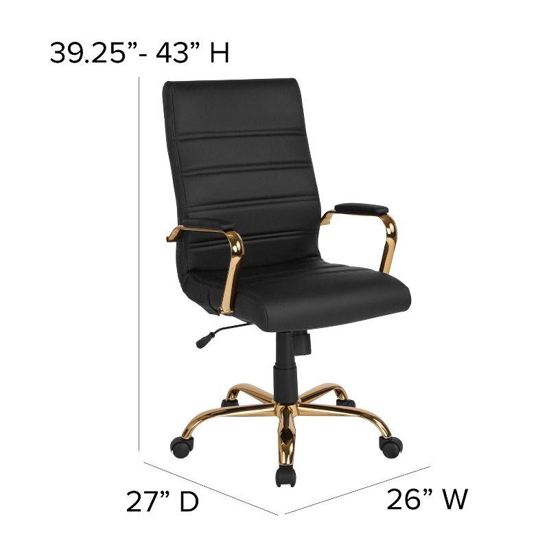 Elegant Black LeatherSoft Executive Chair with Gold Metal Frame