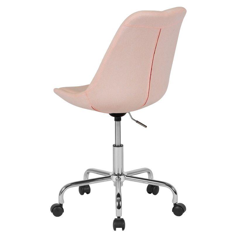 Merrick Lane Swivel Office Chair with Height Adjustable Swivel Seat in Stylish Pink Fabric Upholstery