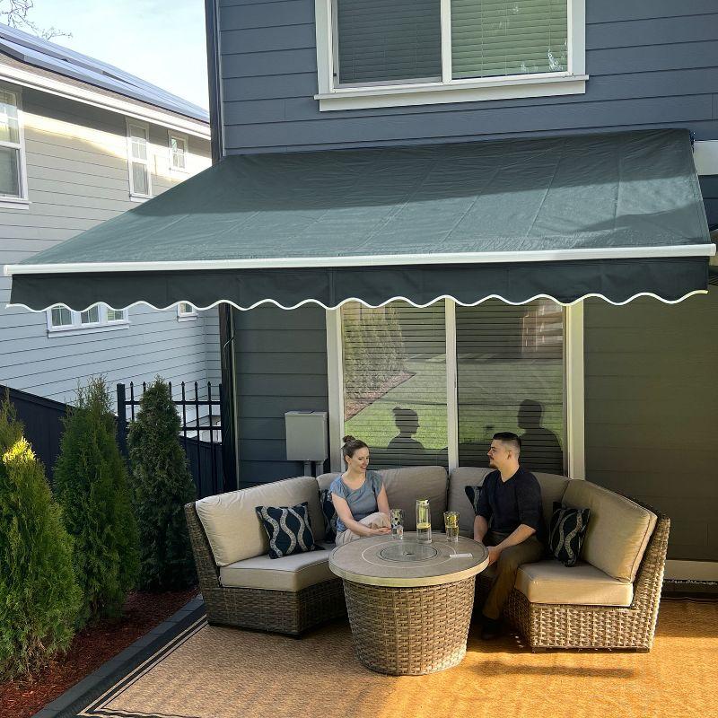 Motorized Retractable White Frame Patio Awning