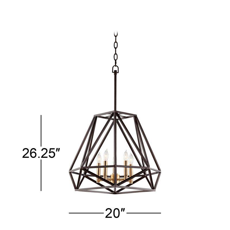 Hawking Bronze 22" Geometric Cage Pendant Chandelier