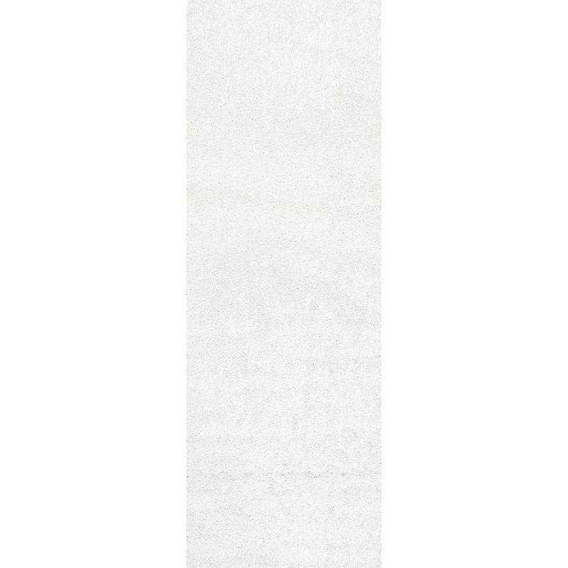 Nuloom Marleen Solid 2x6 Runner Shag Indoor Area Rug for Living Room Bedroom Dining Room Nursery Entryway Hallway, Off White