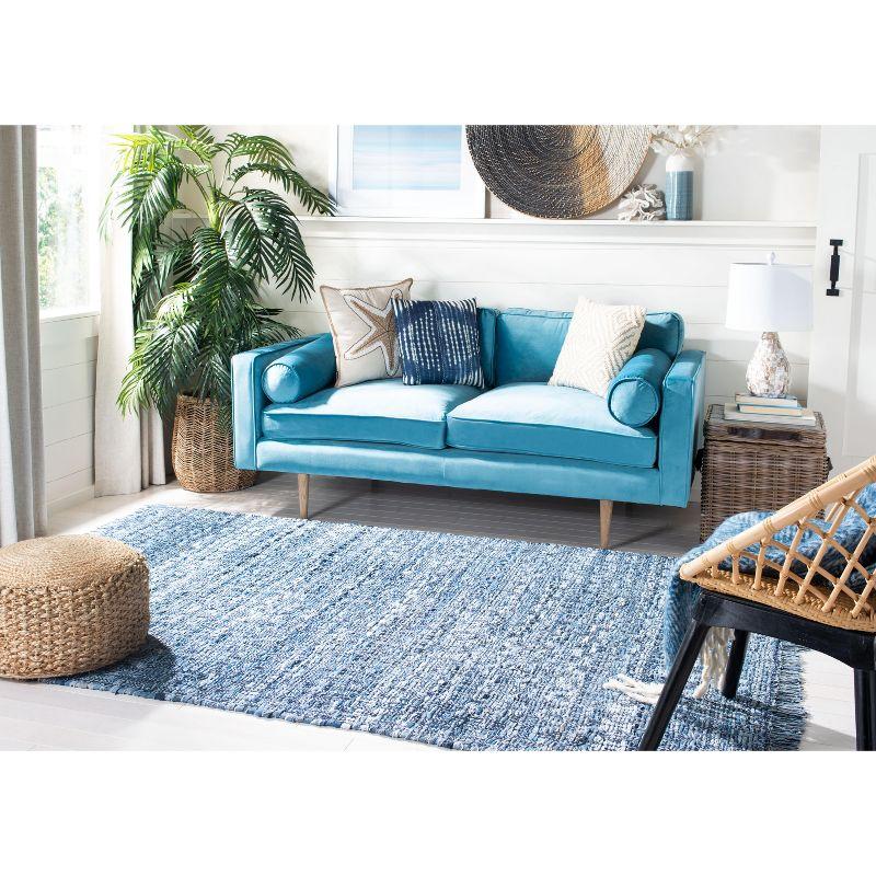 Coastal Breeze Blue Cotton Flatweave 5' x 8' Area Rug