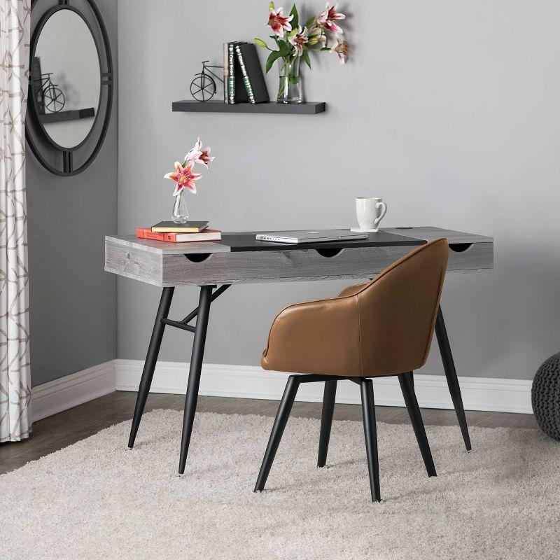 Dome Swivel Office/Dining/Guest Accent Chair with Arms Faux Leather Caramel Brown - Studio Designs Home