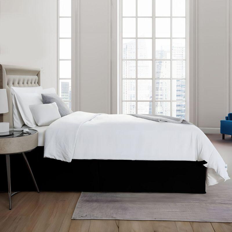 Microfiber Plain Bed Skirts Easy Fit Full Size Bed Skirt by Lux Decor Collection- Black