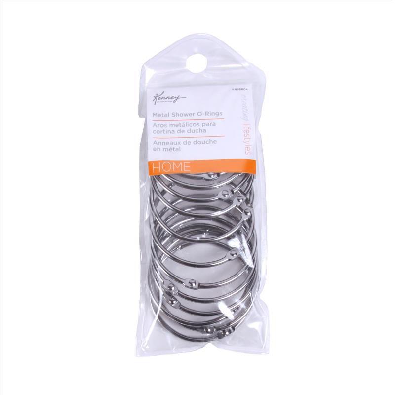 Kenney Kenney Rust-Resistant Metal Circular O-Ring Shower Curtain Rings, Chrome (Set of 12)