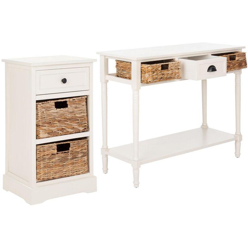 Carrie Side Storage Side Table - AMH5700C - Distressed Cream - Safavieh Couture