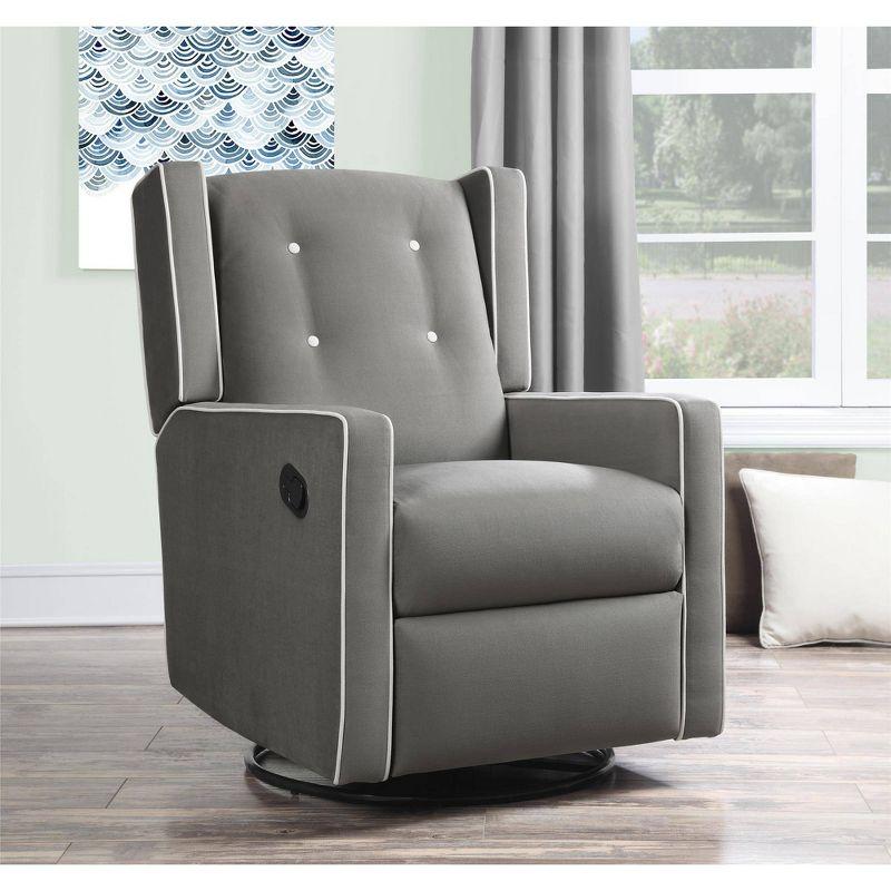 Baby Relax Shirley Swivel Glider Recliner Chair - Gray Microfiber