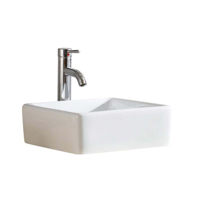 White Ceramic Square Vessel Sink 23"