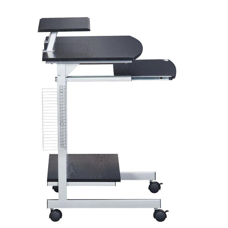 Espresso Compact Workstation Cart with Slide-Out Keyboard Tray