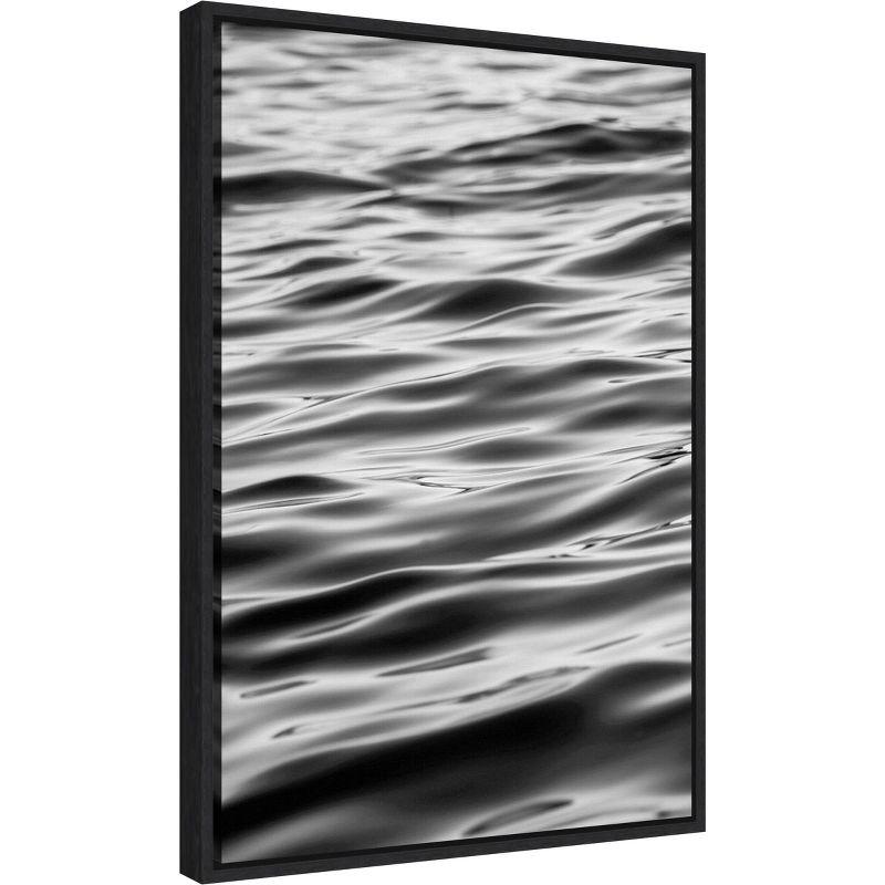 27" x 19" Black and White Framed Canvas Wall Art