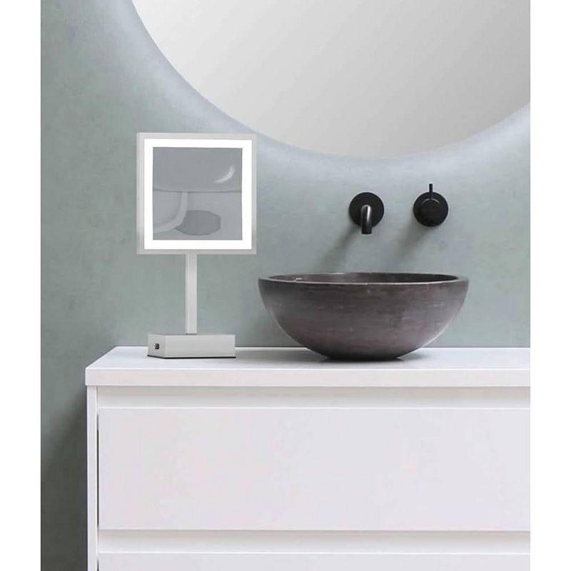 Single Sided Square Free Standing 3x Magnification LED Mirror