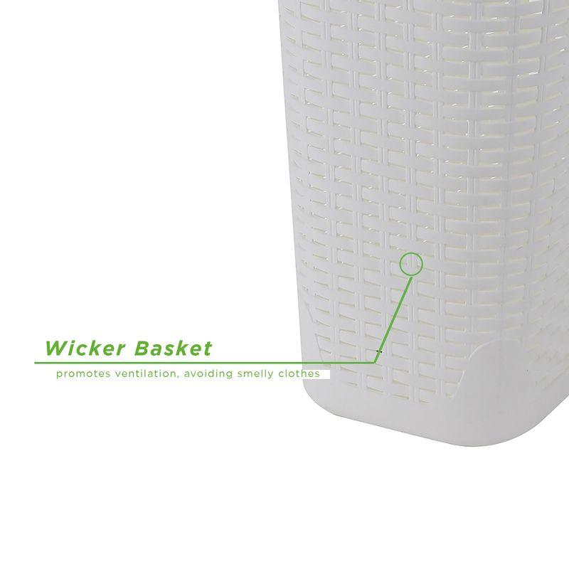 Mind Reader Mind Reader 40L Slim Laundry Hamper, Clothes Basket, Lid, Wicker Design, Plastic