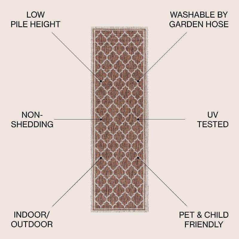 Espresso and Taupe Moroccan Trellis Indoor/Outdoor Runner Rug