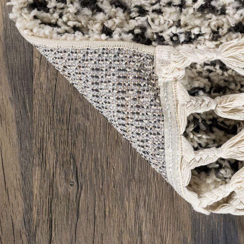Nuloom Bria Trellis 12x15 Shag Indoor Area Rug for Living Room Bedroom Dining Room Nursery, Off White/Charcoal