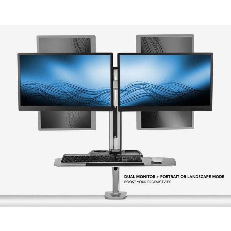 Mount-It! Stand Up Workstation with Dual Monitor Mount | Standing Desk Converter with Height Adjustable Keyboard & Counterbalance Monitor Arm