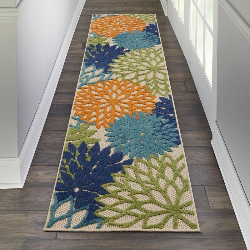 Nourison Aloha Floral Bloom Flatweave High-Low Indoor Outdoor Runner Rug Multicolor 2'3" x 8'