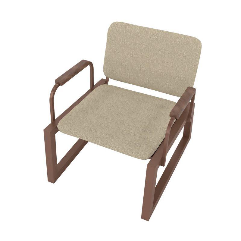 1.0 Whythe Low Accent Chair Natural Linen/Corten - Manhattan Comfort: Faux Leather, Steel Legs, No Assembly Required