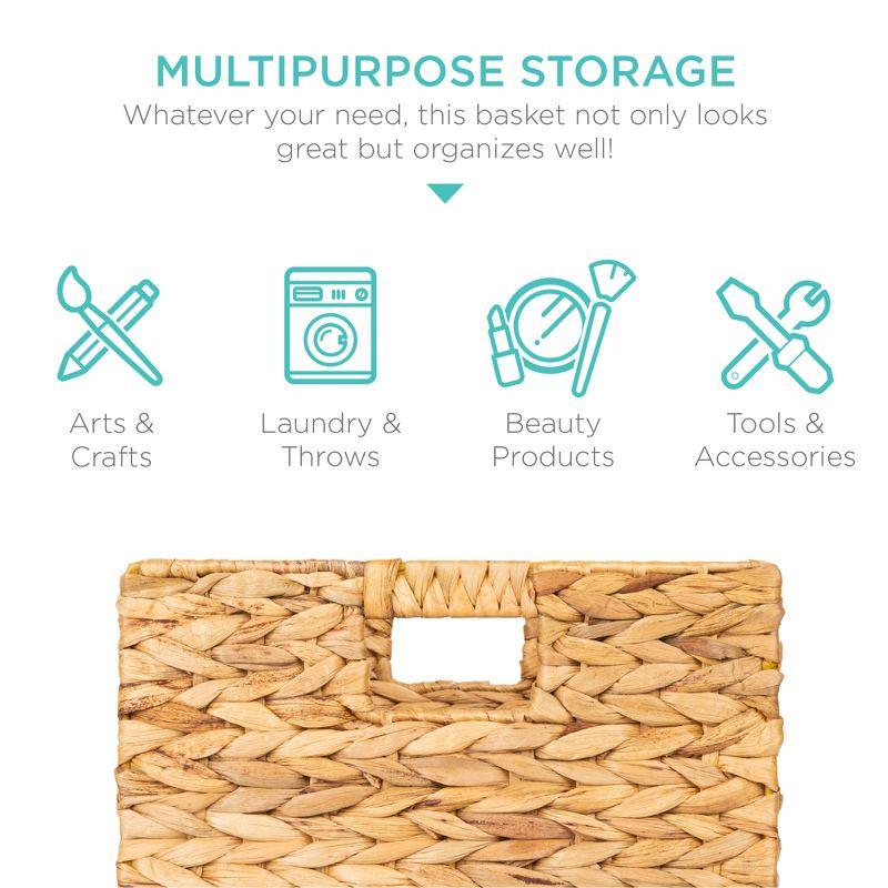 Best Choice Products 12x12in Hyacinth Baskets, Set of 5 Multipurpose Collapsible Organizers w/ Inserts - Natural