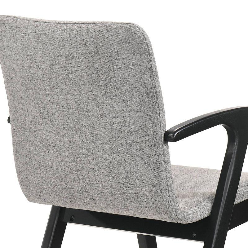 Set of 2 Modern Gray Upholstered Wood Arm Chairs