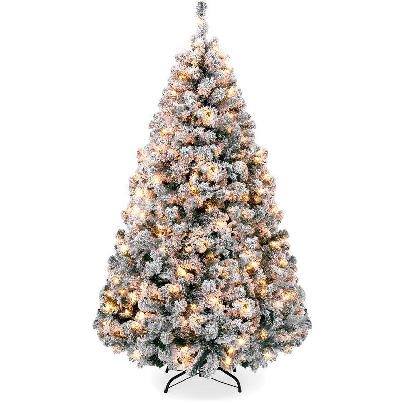 Winter Bliss 7.5ft Pre-Lit Snow Flocked Pine Christmas Tree with Warm White Lights