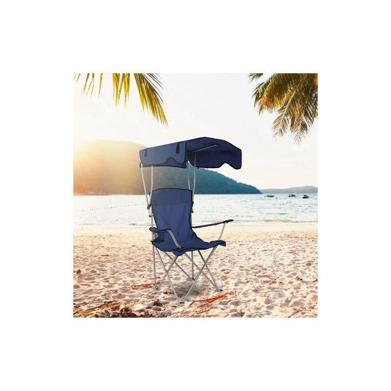LakeForest "Foldable Beach Canopy Chair with Sun Protection: Lightweight, 330 lbs Load Capacity, Cup Holder for Camping, Lawn, and Picnic Use" Blue