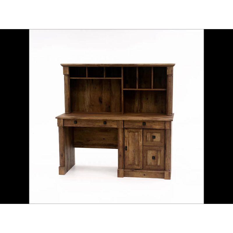 Palladia Computer Desk and Hutch Vintage Oak - Sauder: Home Office Workstation, Easy Glide Drawer