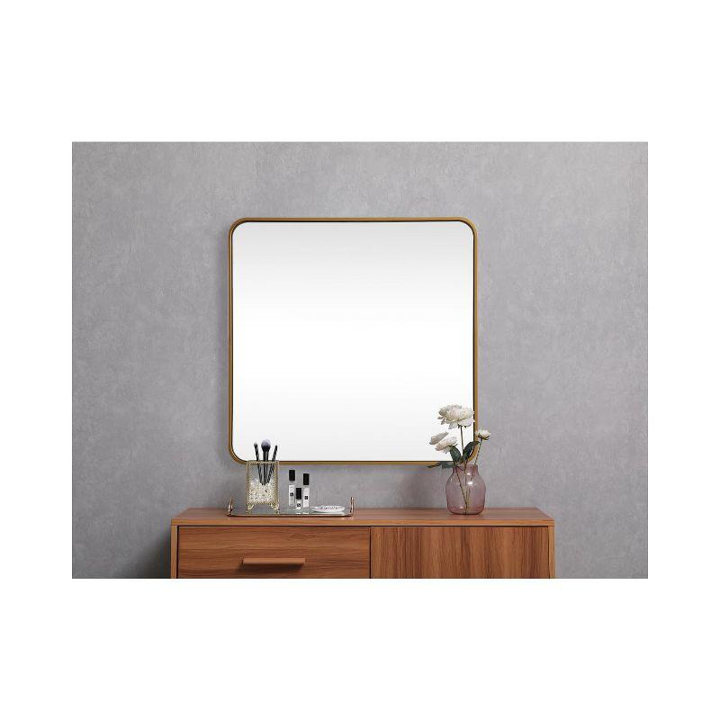 Brass Finish Square Metal Wall Mirror 30x30 Inch