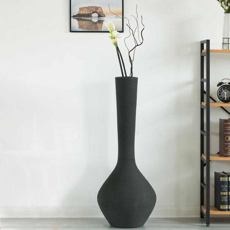 Latayshia Modern Trumpet Style Floor Vase, Plastic, Charcoal Gray 38" Tall