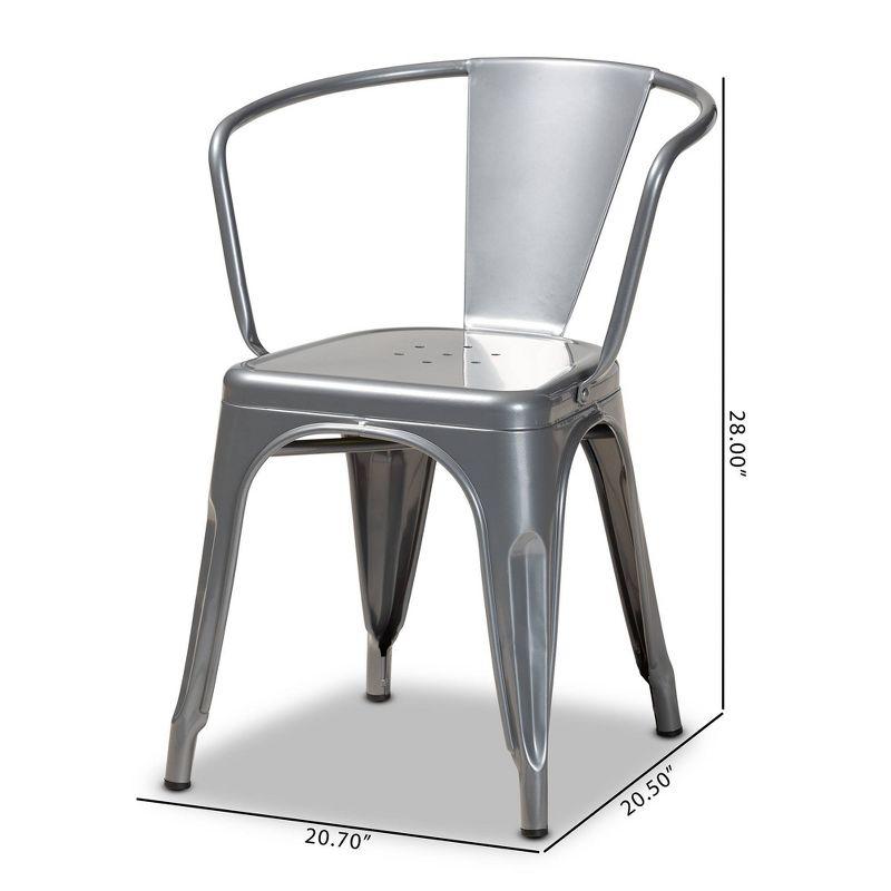 Ryland Industrial Gray Metal & Cane High Arm Chair