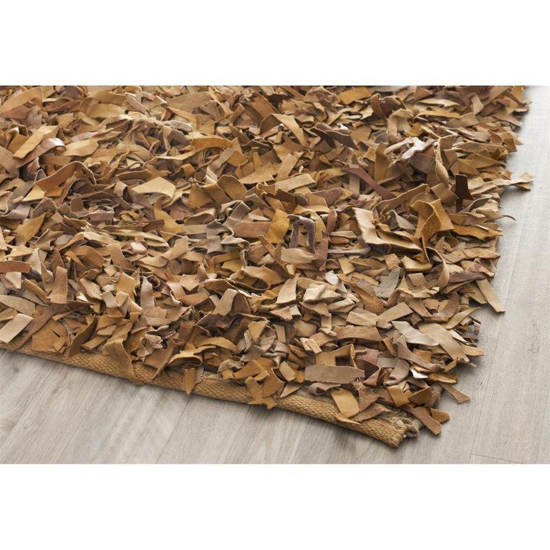 Leather Shag LSG511 Handwoven Area Rug - Light Gold - 5'x8' - Safavieh