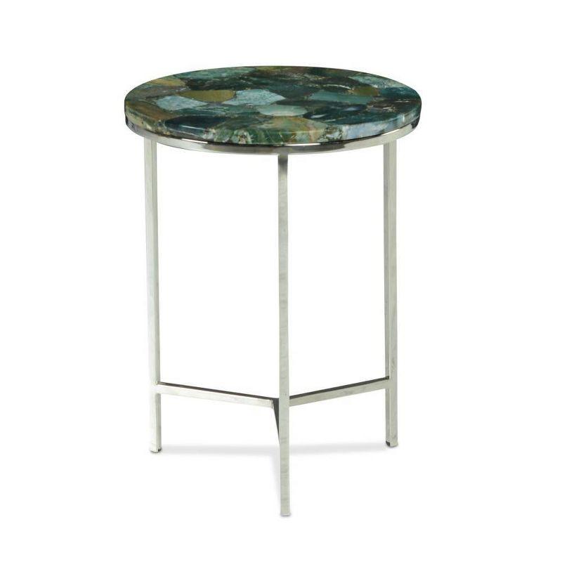 Foster Emerald Jasper Stone and Chrome Round Occasional Table