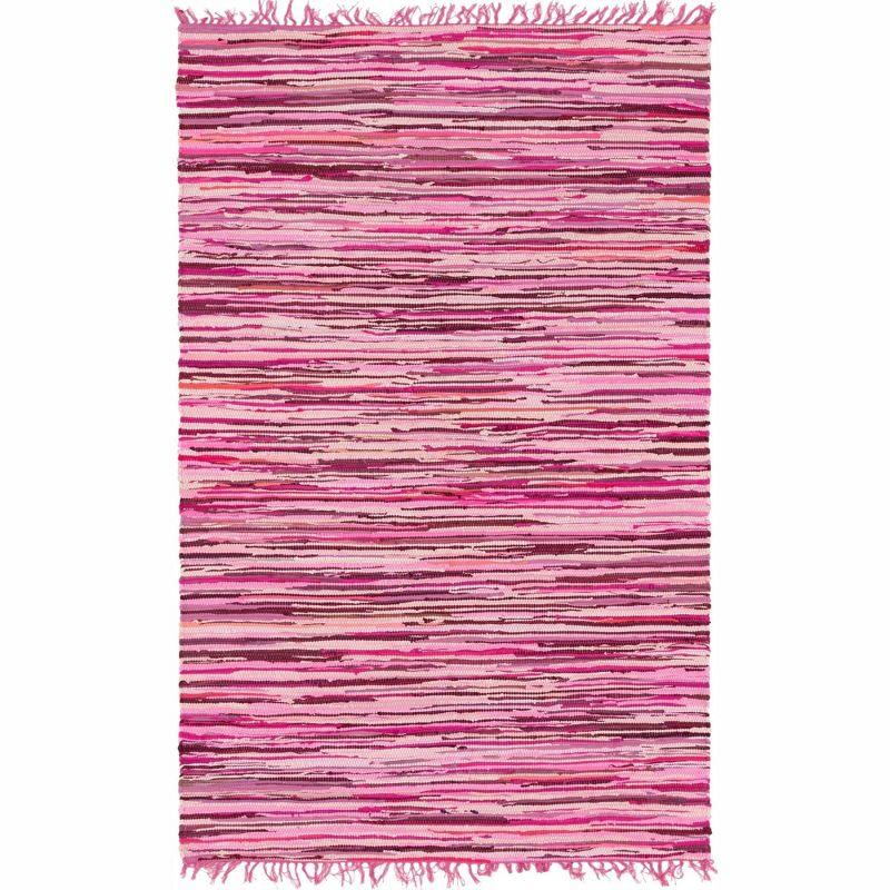 Handmade Pink Striped Cotton Reversible Area Rug