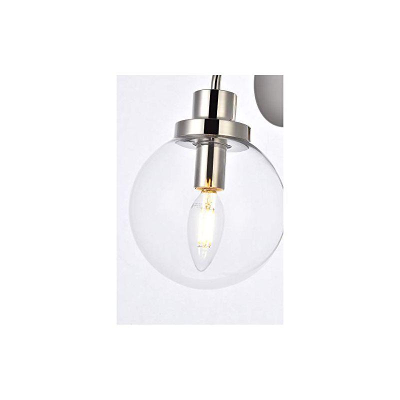 Elegant Lighting Hanson 1 light bath sconce in polished nickel with clear shade