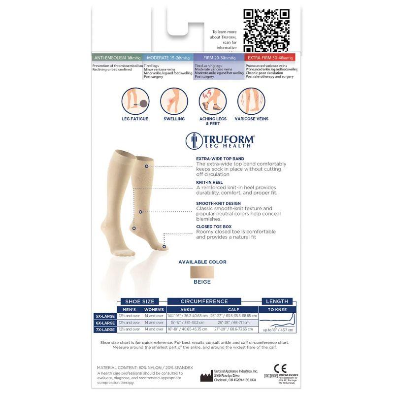 Truform 20-30 mmHg Compression Stockings for Men and Women, Knee High Length, Closed Toe Beige Medium