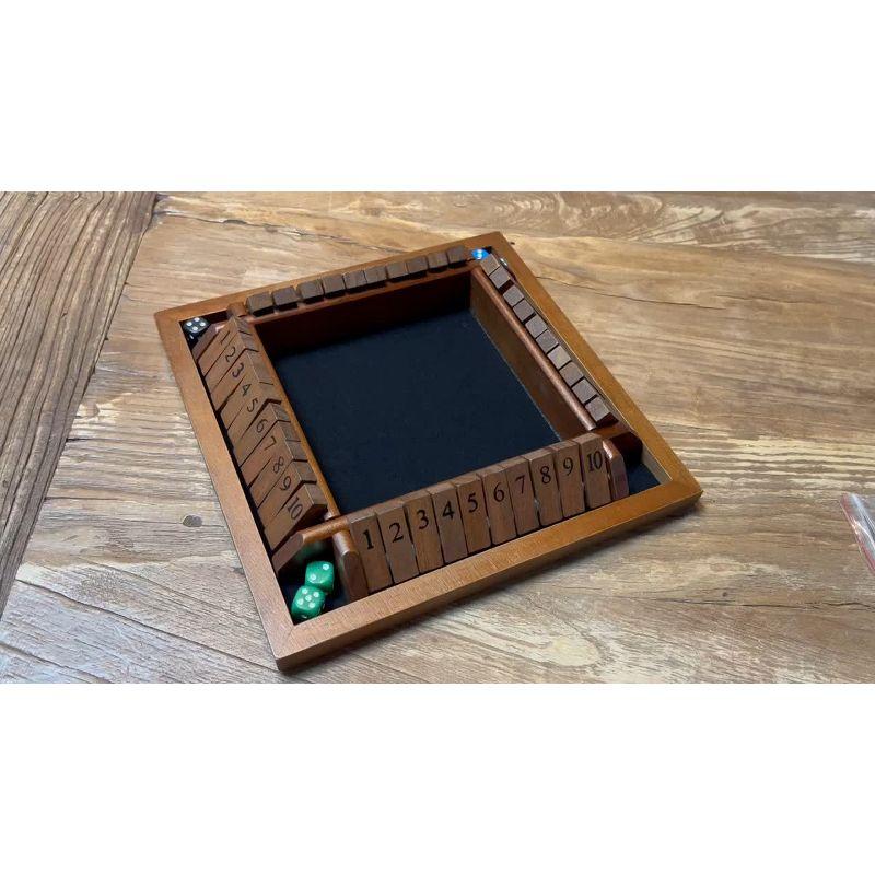 WE Games 4 Player Travel Shut The Box Board Game, Black Stain, 8.5 in.