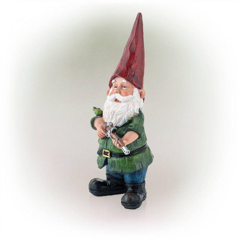 11" Polyresin Hunting Shirt Garden Gnome Statue Green - Alpine Corporation: Weatherproof Outdoor Decor