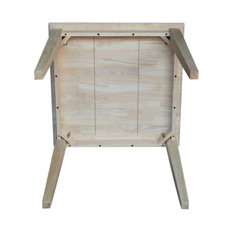 International Concepts 30" Square Solid Wood Dining Table with Shaker Legs Unfinished: Parawood, Kitchen Table