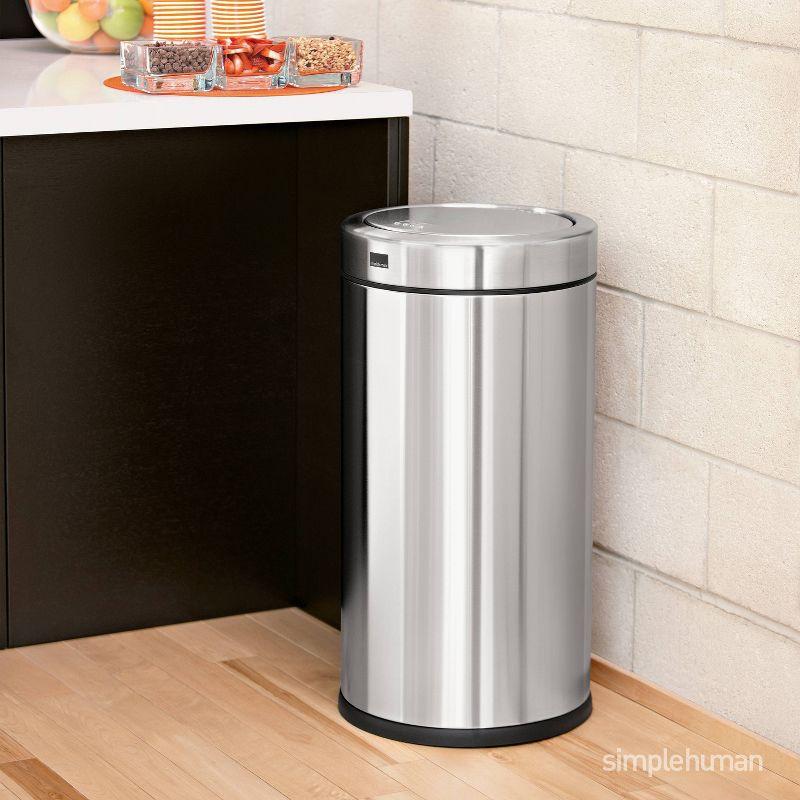 55 Liter Brushed Stainless Steel Swing Top Trash Can