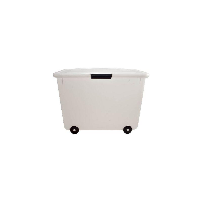 Clear 15-Gallon Stackable Rolling Storage Box with Lid