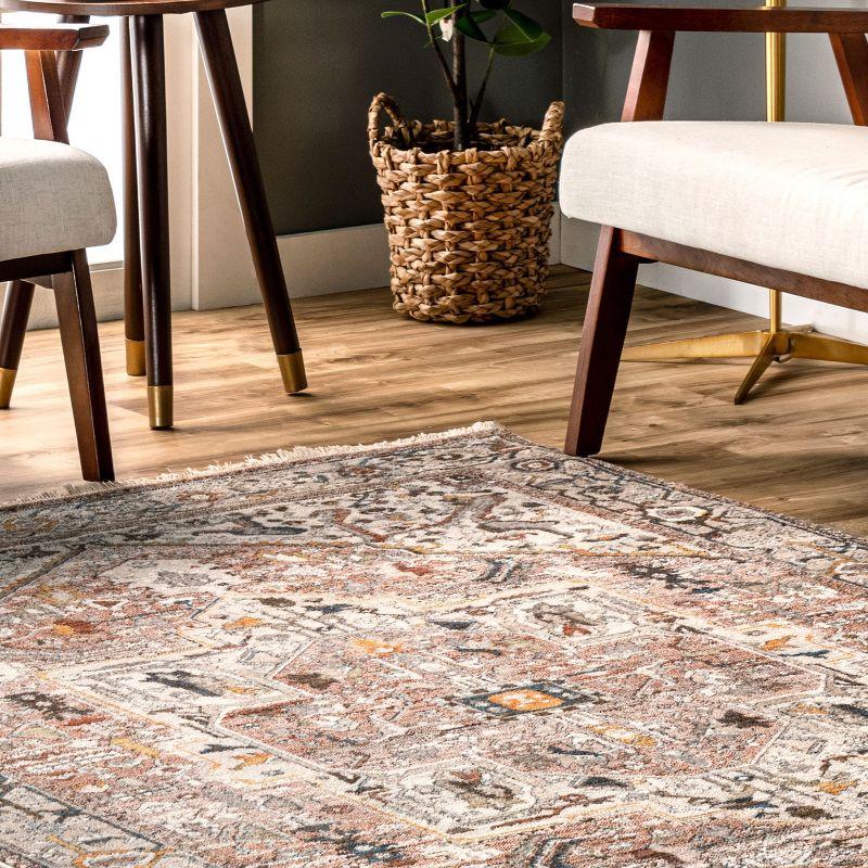 Nuloom Harriet Medallion 5 Round Indoor Area Rug for Living Room Bedroom Dining Room Kitchen, Light Brown/Ivory