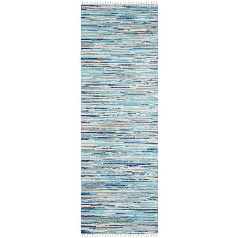 Rag Rug RAR129 Hand Woven Indoor Runner Rug - Turquoise/Multi - 2'3"x7' - Safavieh.