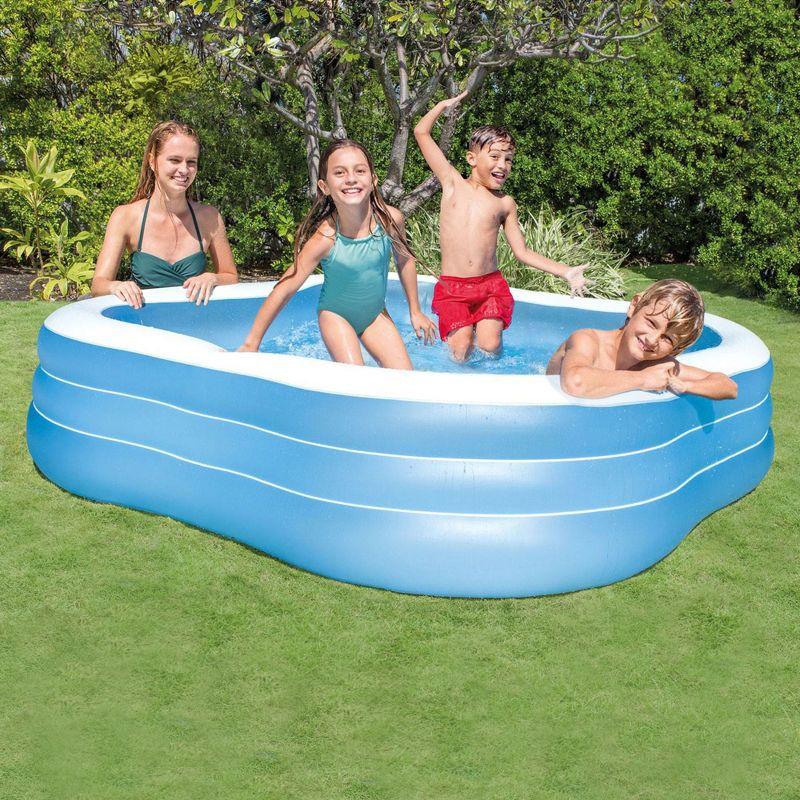 Blue and White Vinyl Square Family Pool