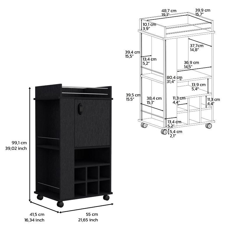 Depot E-Shop Bar Cart with 6 Built-in Wine Rack and Casters