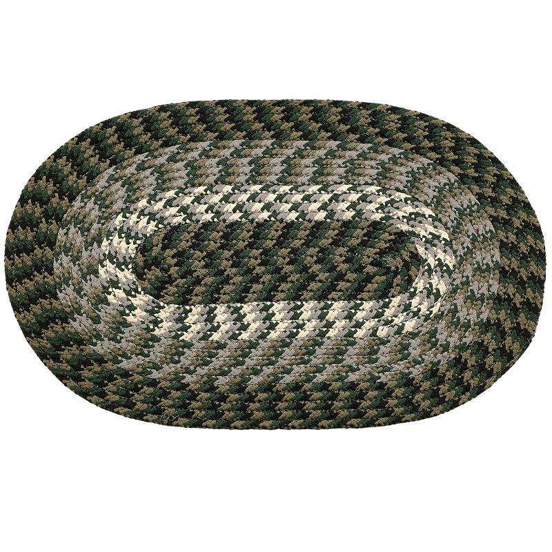 Hunter Stripe Green Braided Oval Reversible Rug