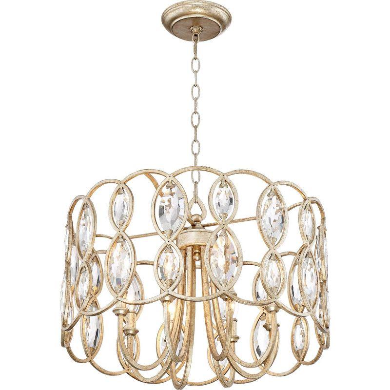 Possini Euro Design Bellmont Silver Leaf Chandelier 22 1/2" Wide Modern Clear Crystal 8-Light Fixture for Dining Room House Kitchen Entryway Bedroom