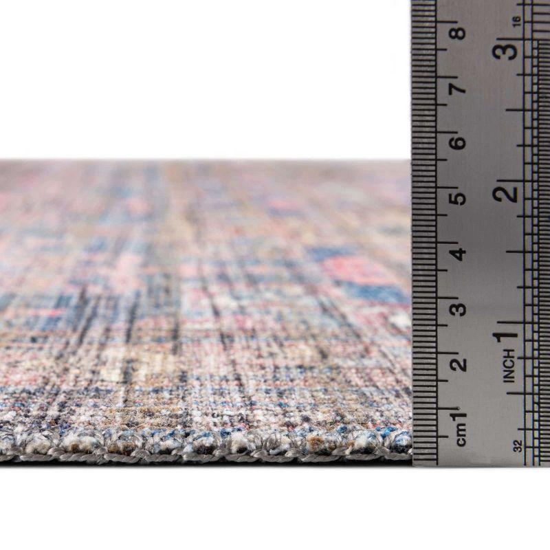 Blue Square Flat Woven Reversible Washable Area Rug