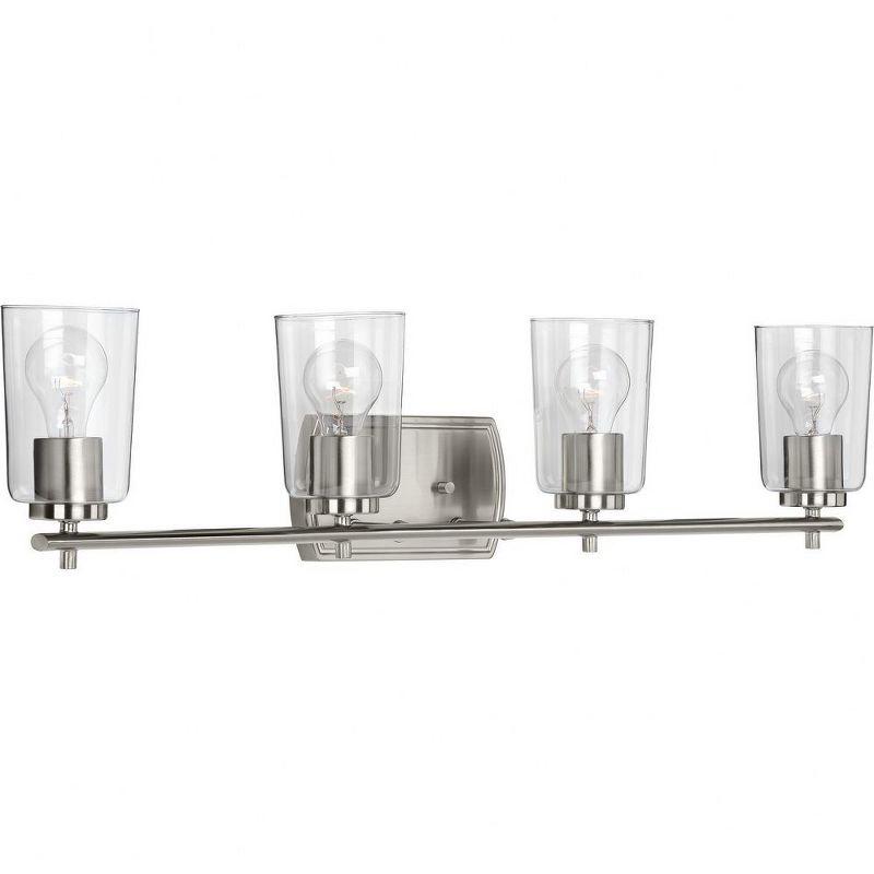 Progress Lighting Adley 4-Light Bath Vanity in Brushed Nickel with Clear Glass Shades